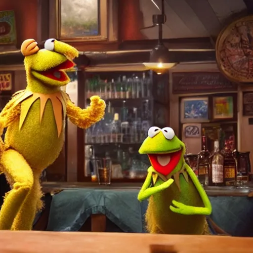 Prompt: the muppets getting in a bar fight, ultra realistic, concept art, intricate details, highly detailed, photorealistic, octane render, 8 k, unreal engine. art by boris vallejo