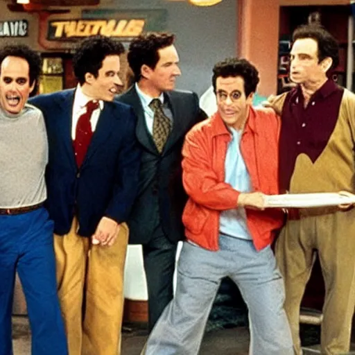 Prompt: seinfeld cast as the ninja turtles