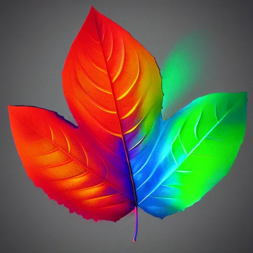 Image similar to rainbow leaf made out of!! smoke, octane render, 4 k, high detail