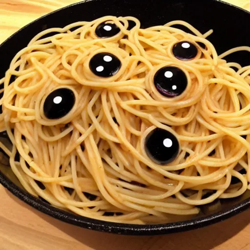 Image similar to spaghetti and eyeballs