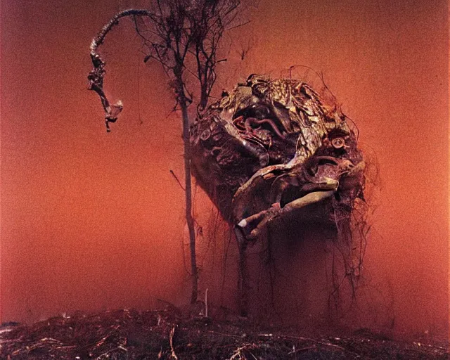 Image similar to by francis bacon, beksinski, mystical redscale photography evocative. azathoth the crawling chaos