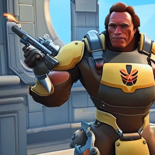 Image similar to a screenshot of arnold schwarzenegger as hammond in overwatch