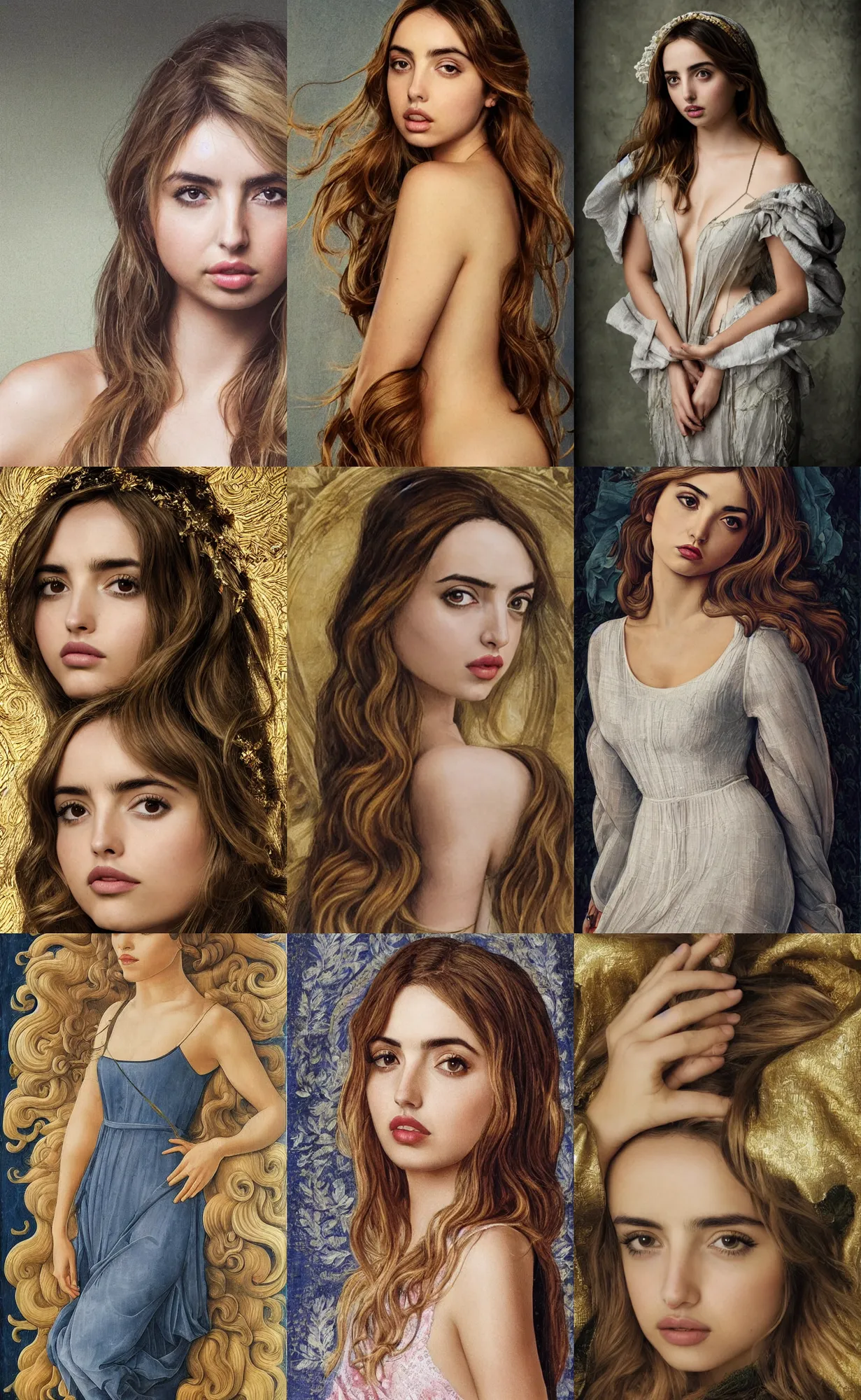 Prompt: Ana de Armas, in the style of sandro botticelli