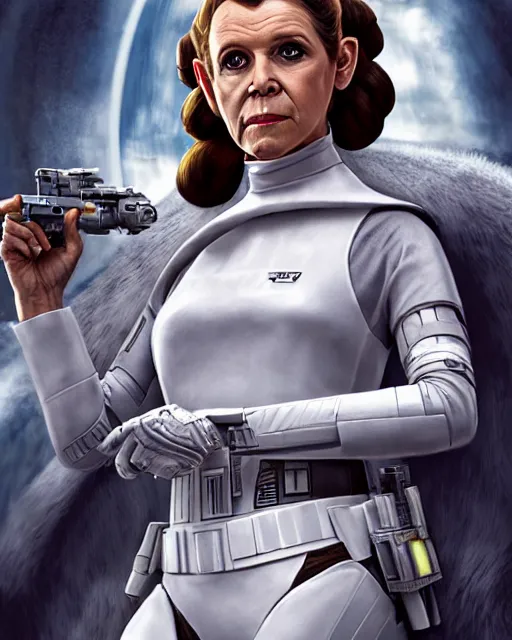 Image similar to portrait of princess leia on the millennium falcon, star wars, gta v, hyper realistic, glamorous pose, ambient lighting, concept art, intricate, hyper detailed, smooth, action, volumetric lighting, george lucas, arney fretag, ralph mcquarrie, octane