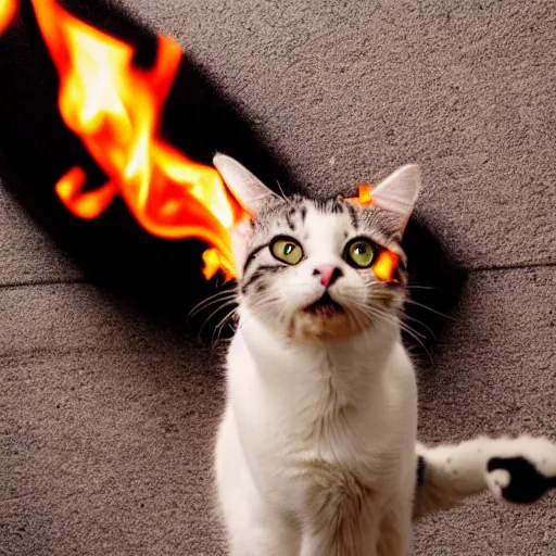 Image similar to professional photograph of a cat throwing a molotov