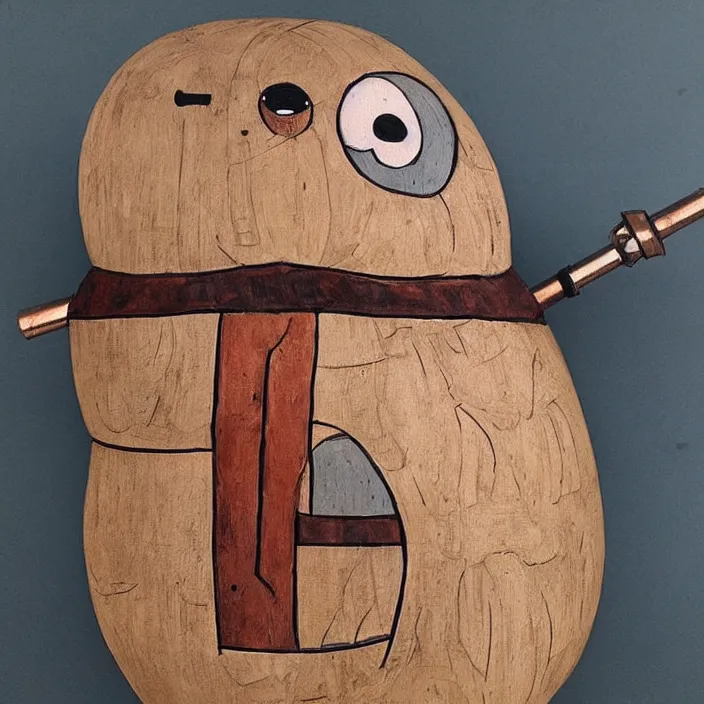 Prompt: a medieval baymax made out of wood and copper