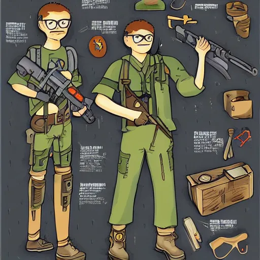 Prompt: sniper nerd dork geek, illustrated, detailed