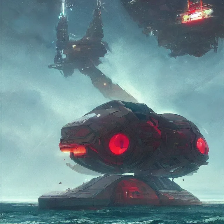 Image similar to behemoth spaceship covered in antenna that is crashing into the ocean, scifi concept art, by john harris, by simon stalenhag, stunning, award winning