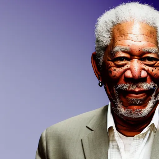 Prompt: morgan freeman smiling at the camera, trypophobia