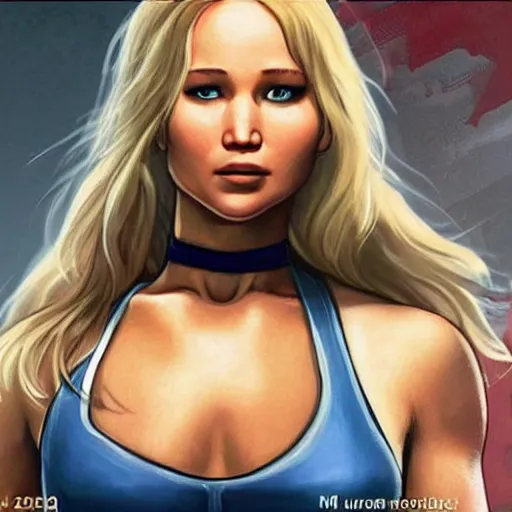 Image similar to Jennifer Lawrence staring as Cammy in Street Fighter 2029 movie