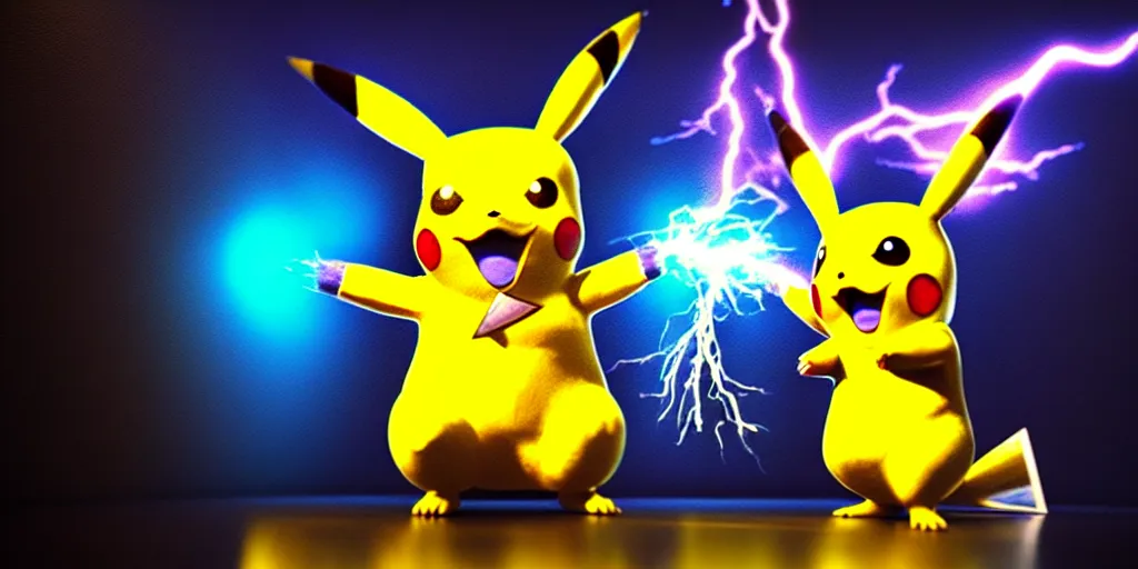 Image similar to hyperrealistic mixed media painting of Pikachu electrocuting a neo nazi, stunning 3d render inspired art by P. Craig Russell and Barry Windsor-Smith + dim volumetric lighting, dizzy, full body, 8k octane beautifully detailed render, post-processing, extremely hyperdetailed, intricate, epic composition, grim yet sparkling atmosphere, cinematic lighting + masterpiece, trending on artstation, very very detailed, masterpiece, stunning