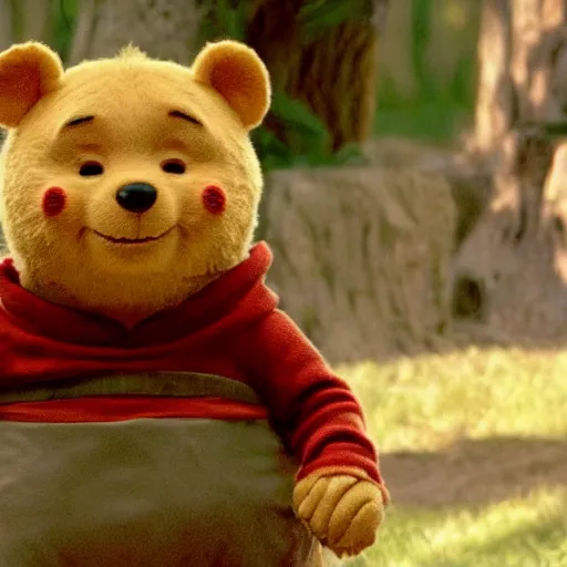 Image similar to A still of Keanu Reeves as Winnie the Pooh