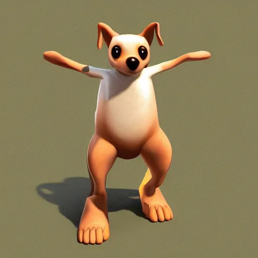 Image similar to dog human with paws for hands and feet, tails and faces of dogs, super duper realistic