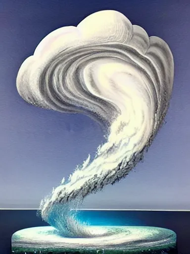 Image similar to A paint-pour sculpture of a tsunami, optical-illusions, aesthetic!!!!!, by Chris Tulloch McCabe in the style of Gerald Brom,