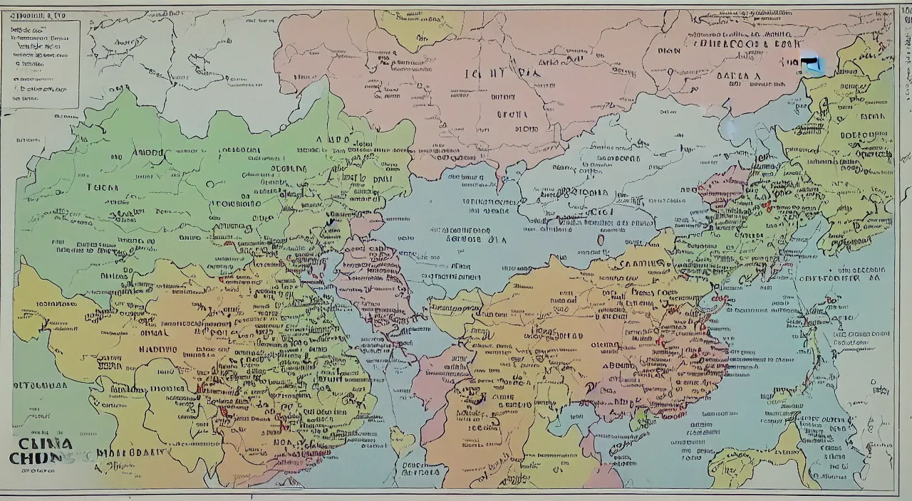 Prompt: 1 9 6 0 s map of china