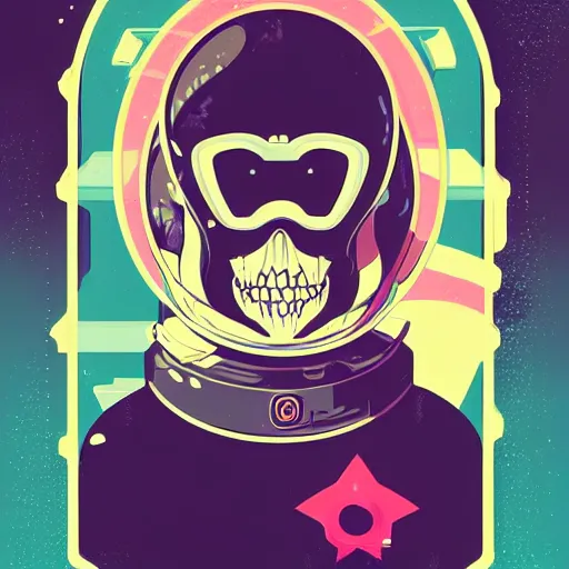 Image similar to portrait skull girl astronaut by petros afshar, tom whalen, mucha, laurie greasley, pokemon by greg rutkowski