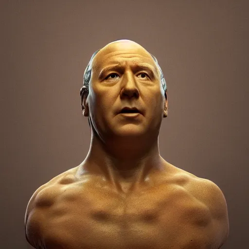 Image similar to hyperrealistic mixed media image of a statue of george constanza made entirely of macaroni, stunning 3 d render inspired art by istvan sandorfi and greg rutkowski, perfect facial symmetry, realistic, highly detailed attributes and atmosphere, dim volumetric cinematic lighting, 8 k octane extremely hyper - detailed render, post - processing, masterpiece,