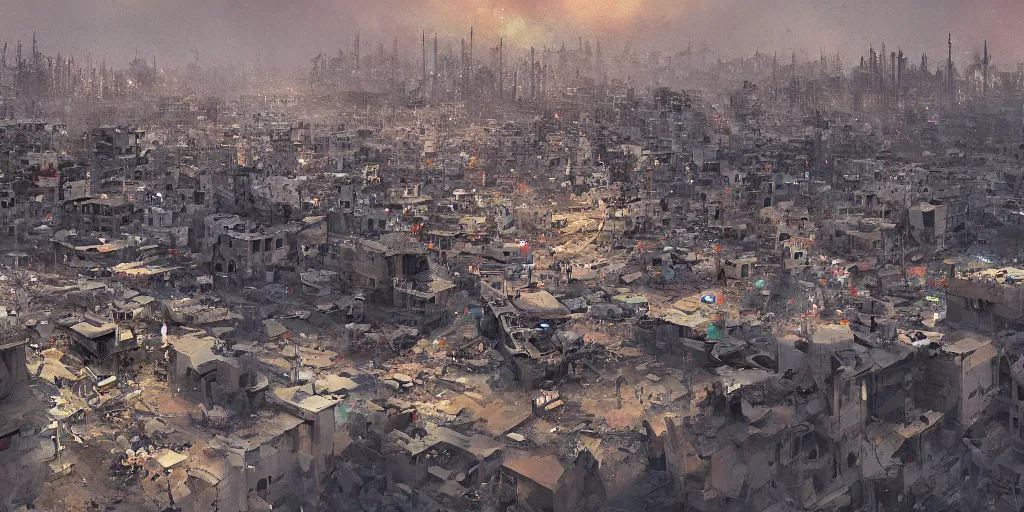 Image similar to damascus slums city, painted by neil blevins