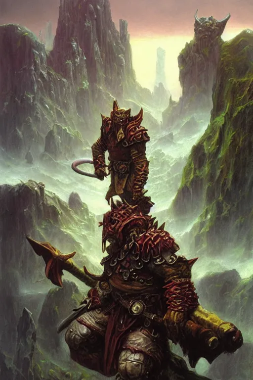 Image similar to a dungeons and dragons ogre, realistic oil painting by thomas cole and wayne barlowe and brom, lotr, dnd