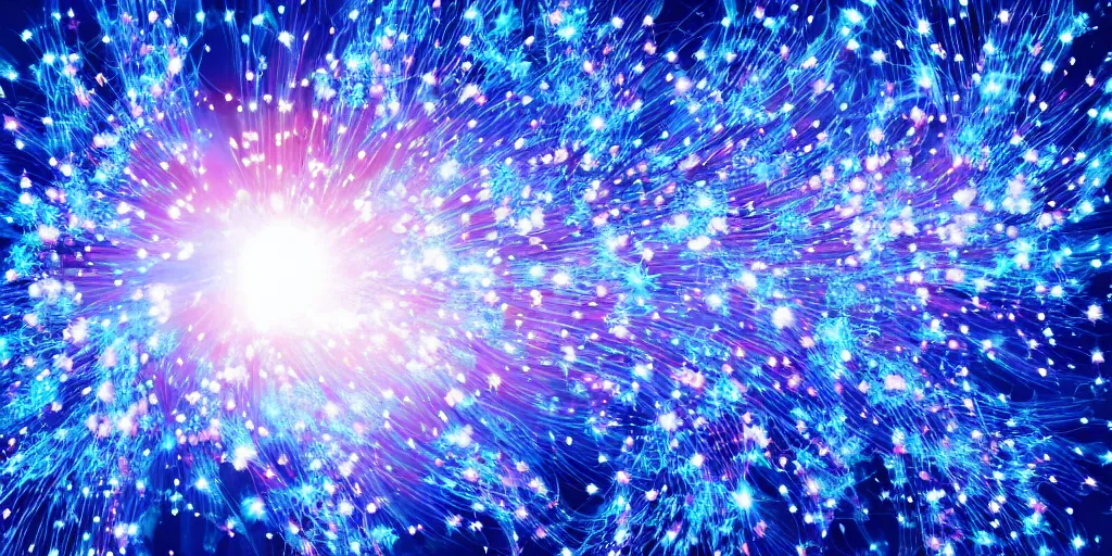 Image similar to cherry blossom in blue flames, fantasy particle effects, soft lights