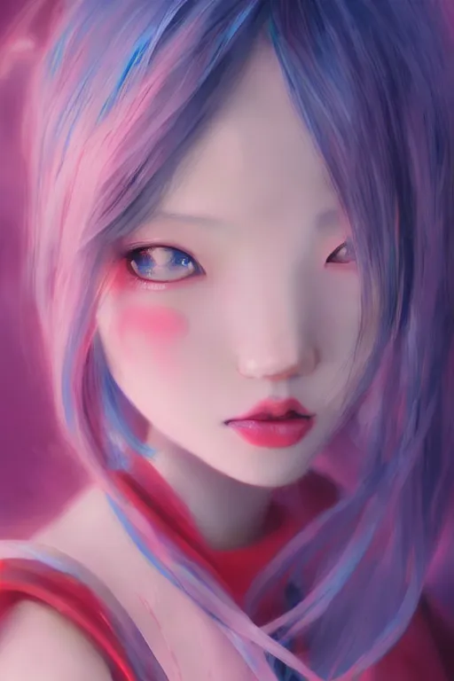 Prompt: 3d infrared octane render concept painting art by D. Jun, by Mo Xiang Tong Xiu, by Igarashi Daisuke, cute beauty minimalist portrait anime school girl under dark pink and blue water. beautiful and cutest face. dramatic deep light, trending on artstation, oil painting brush