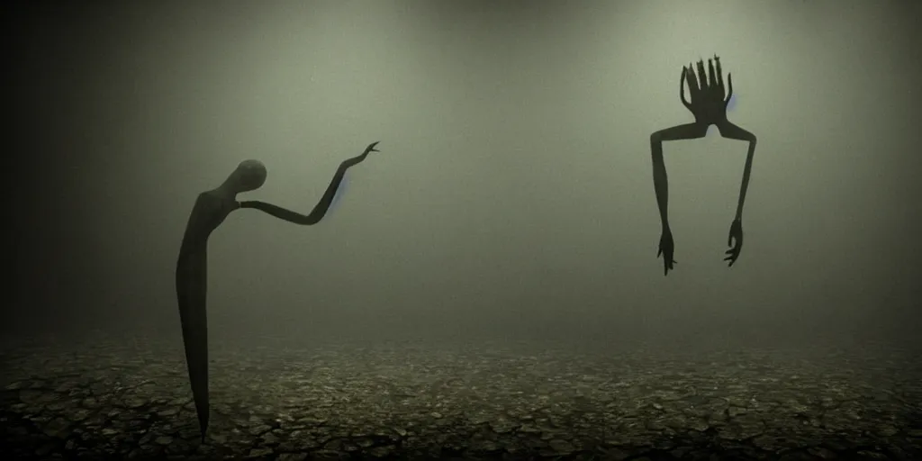 Prompt: underwater abyss, rectangle,'silent hill'mannequin, deep, monster, cinematic still, realistic, dramatic, horror, clean