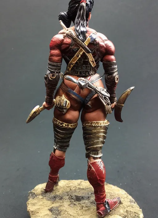 Image similar to Fine Image on the store website, eBay, Full body, 80mm resin detailed miniature of a Muscular female warrior, view from behind