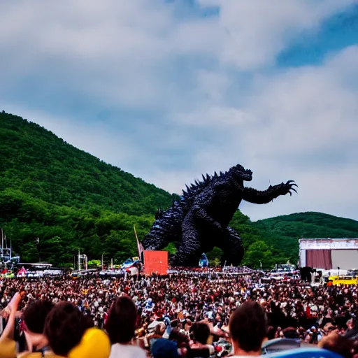 Image similar to Godzilla performing at Woodstock, Leica 20mm, 4K