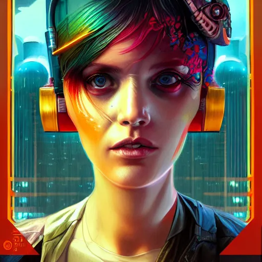 Prompt: beautiful portrait of lofi cyberpunk Leeloo by Tristan Eaton and Stanley Artgerm and Tom Bagshaw, Greg Rutkowski Carne_Griffiths