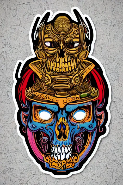 Prompt: A portrait of a god of death that is a thug, sticker, colorful, illustration, highly detailed, smooth and clean vector curves, no jagged lines, vector art, smooth