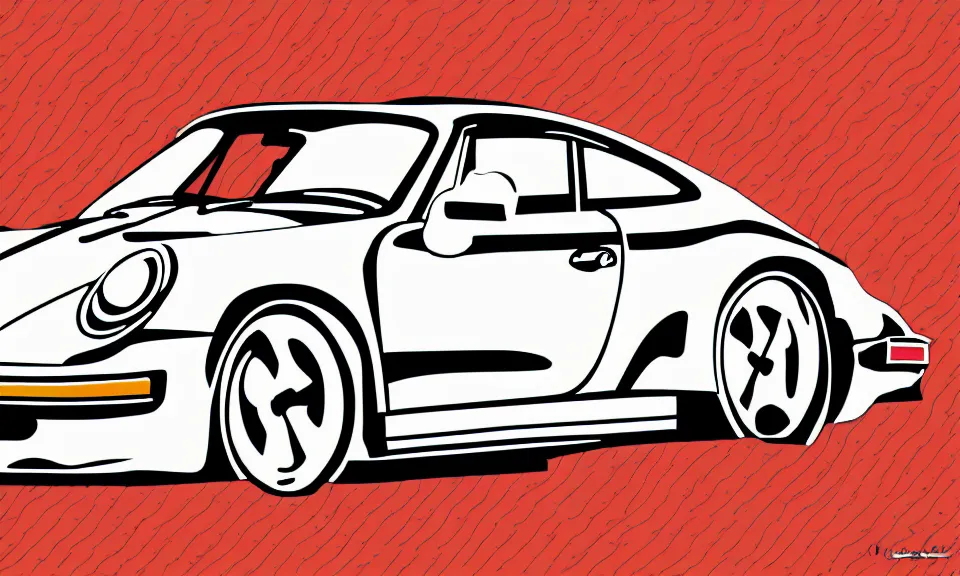 Image similar to pop art illustration of a porsche 9 1 1, adobe illustrator