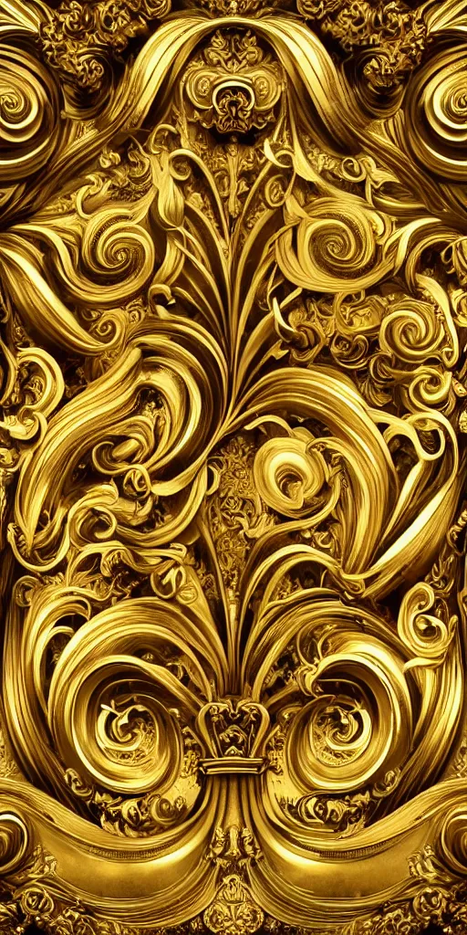 Prompt: the source of future growth dramatic, elaborate emotive Golden Baroque and Rococo styles to emphasise beauty as a transcendental, seamless pattern, symmetrical, large motifs, sistine chapel ceiling, 8k image, supersharp, spirals and swirls, Gold black rainbow and white colors, perfect symmetry, 3D, no blur, sharp focus, photorealistic, insanely detailed and intricate, cinematic lighting, Octane render, epic scene, 8K