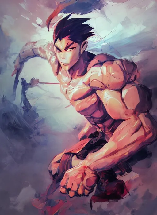 Image similar to semi reallistic gouache gesture painting, by yoshitaka amano, by ruan jia, by Conrad roset, by dofus online artists, detailed anime 3d render of ryu from breath of fire 4, portrait, cgsociety, artstation, rococo mechanical, Digital reality, sf5 ink style, dieselpunk atmosphere, gesture drawn