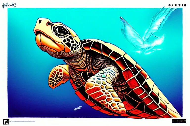 Image similar to turtle turtle cell shaded, post grunge, tristan eaton, victo ngai, artgerm, rhads, ross draws