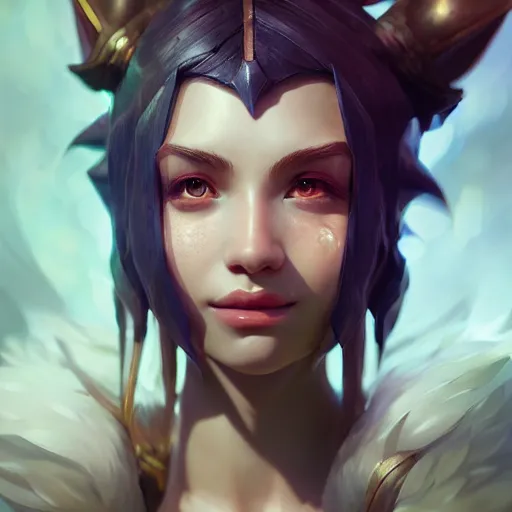 Image similar to league of legends portrait, au naturel, hyper detailed, digital art, trending in artstation, cinematic lighting, studio quality, smooth render, unreal engine 5 rendered, octane rendered, art style by klimt and nixeu and ian sprigger and wlop and krenz cushart.