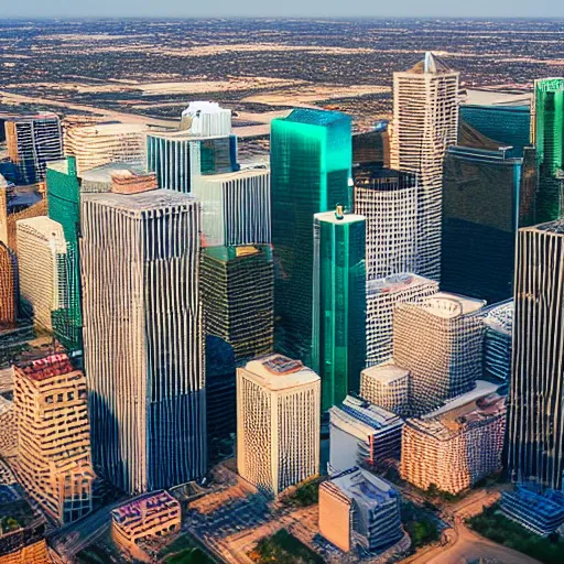 Prompt: Dallas Texas, aerial, skyline, cinematic 8k UHD