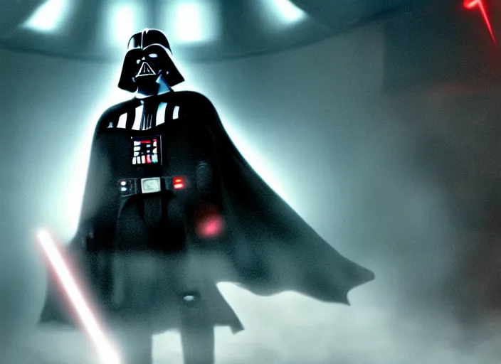 Image similar to film still of Darth Vader goes to a night club in the new Star Wars movie, 4k