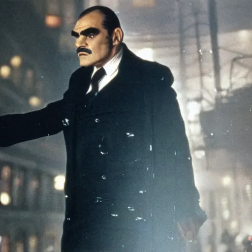 Image similar to a still of david suchet's poirot in blade runner ( 1 9 8 2 )