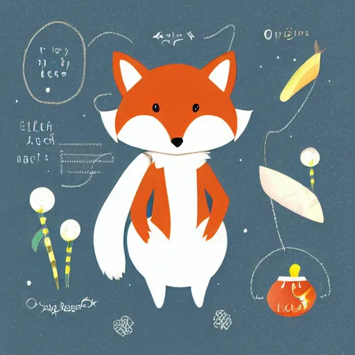 Prompt: child book digital illustration of a cute Anthropomorphic fox in a white lab coat, stunning, fluffy, high detail