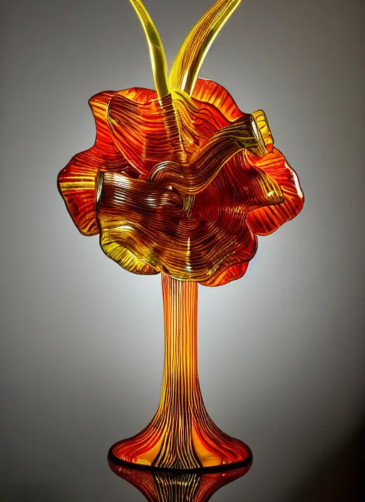 Image similar to a vintage banker lamp designed by dale chihuly