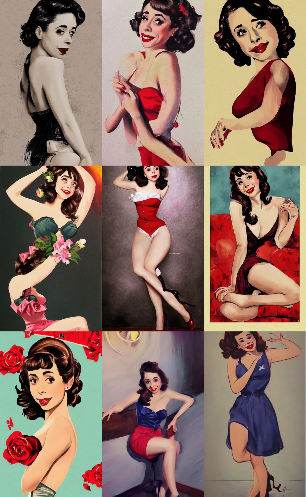 Prompt: beautiful pin up art of Cristin Milioti, tasteful