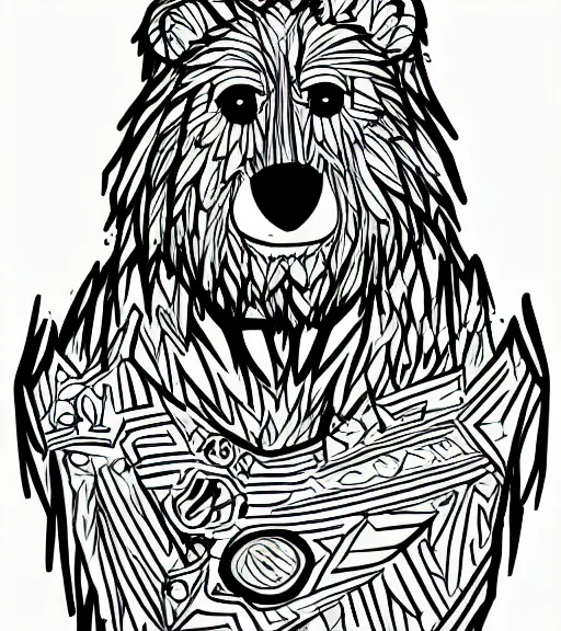 Prompt: expressive stylized master furry artist digital line art colored shaded drawing full body portrait character study of the anthro male anthropomorphic cartoon bear fursona animal person