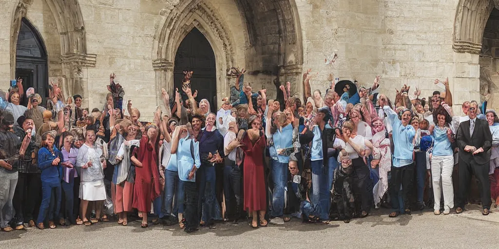 Image similar to church people welcoming photograph