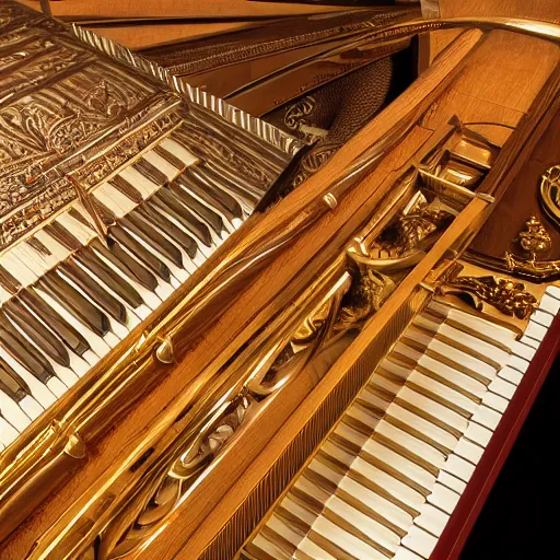 Image similar to beautiful highly detailed photorealistic render of a harpsichord, 8 k