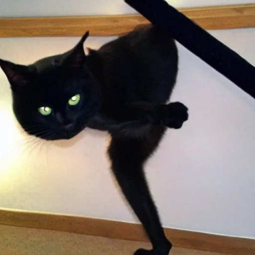 Image similar to fat black cat doing pole dance