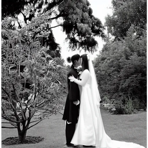 Image similar to “wedding photo, a couple kissing, in love, asian and western fusion, high definition, high quality”