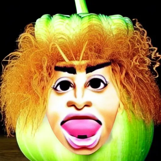 Image similar to tina turner face on a turnip vegetable