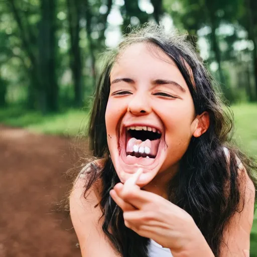 Prompt: photo of an extremely happy person eating dirt