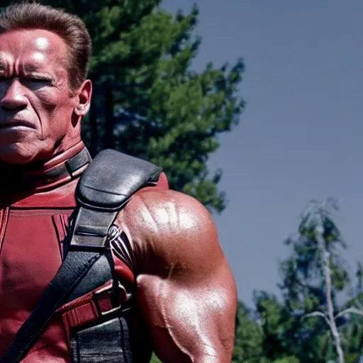 Prompt: film still of Arnold Schwarzenegger as colossus in deadpool (2016)