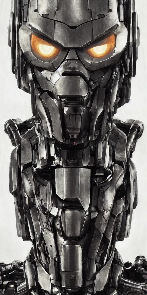 Image similar to portrait of willem dafoe as tinman, cyborg, borg, android, strogg, face of a man, body of a robot, droid, robocop, cable, victor stone, ultron, terminator, machine, flesh, quake, doom demon, wolfenstein, monster, symmetry, symmetrical, concept art by ruan jia and greg rutkowski